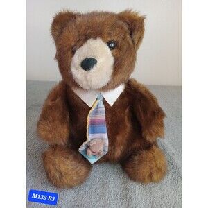 Vintage Applause Teddy Bear Plush w/tie & Collar 1986 Brown #22022 Ryan 9"inc